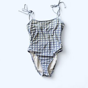 #115, Cremieux plaid one piece swimsuit.Size L